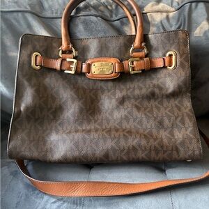 Michael Kors Brown Signature Tote with Gold Accents